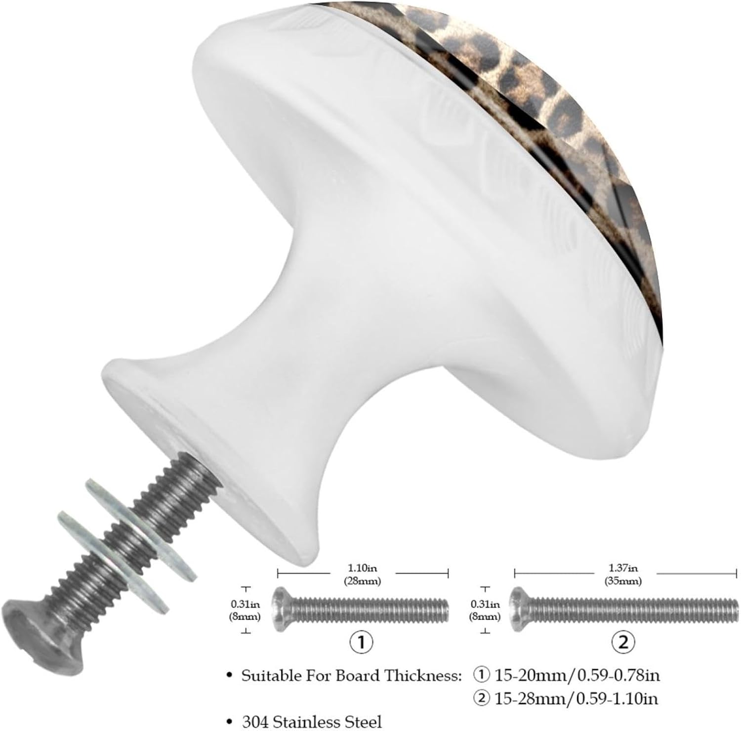 Black Brown Leopard Print (1) Simple Style Cabinet Knobs, Durable Drawer Knobs with Complete Screws