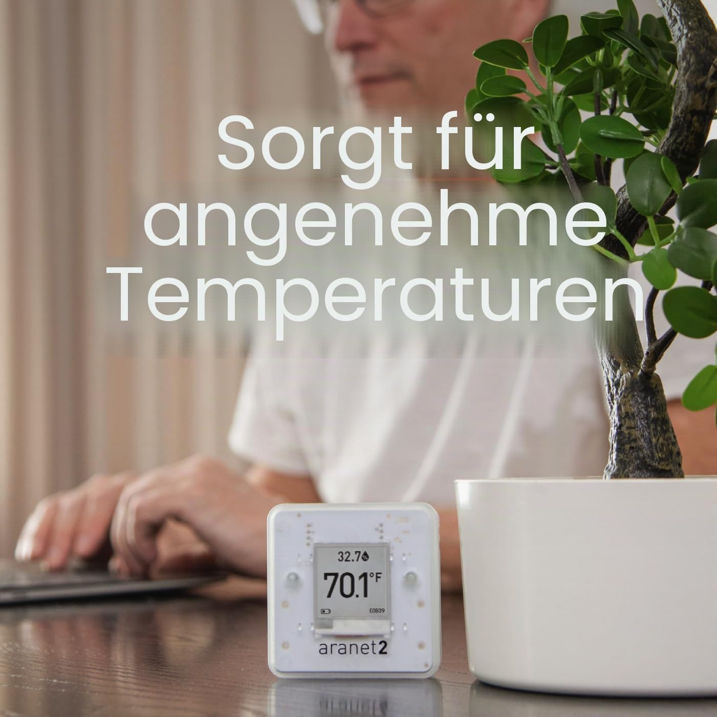 SAF Aranet2 Home: Intelligenter tragbarer Temperatur- und Feuchtigkeitsmonitor, Hygrometer mit langer Akkulaufzeit, App zur Datenverfolgung in Wohnungen, Büros, Kindergärten, Kunsterhaltung