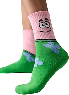 The Souled Store SpongeBob: It's Patrick Socks | Premium Cotton Blend Crew Length Printed Unisex Footwear | Funky Pink Cha... Price In India