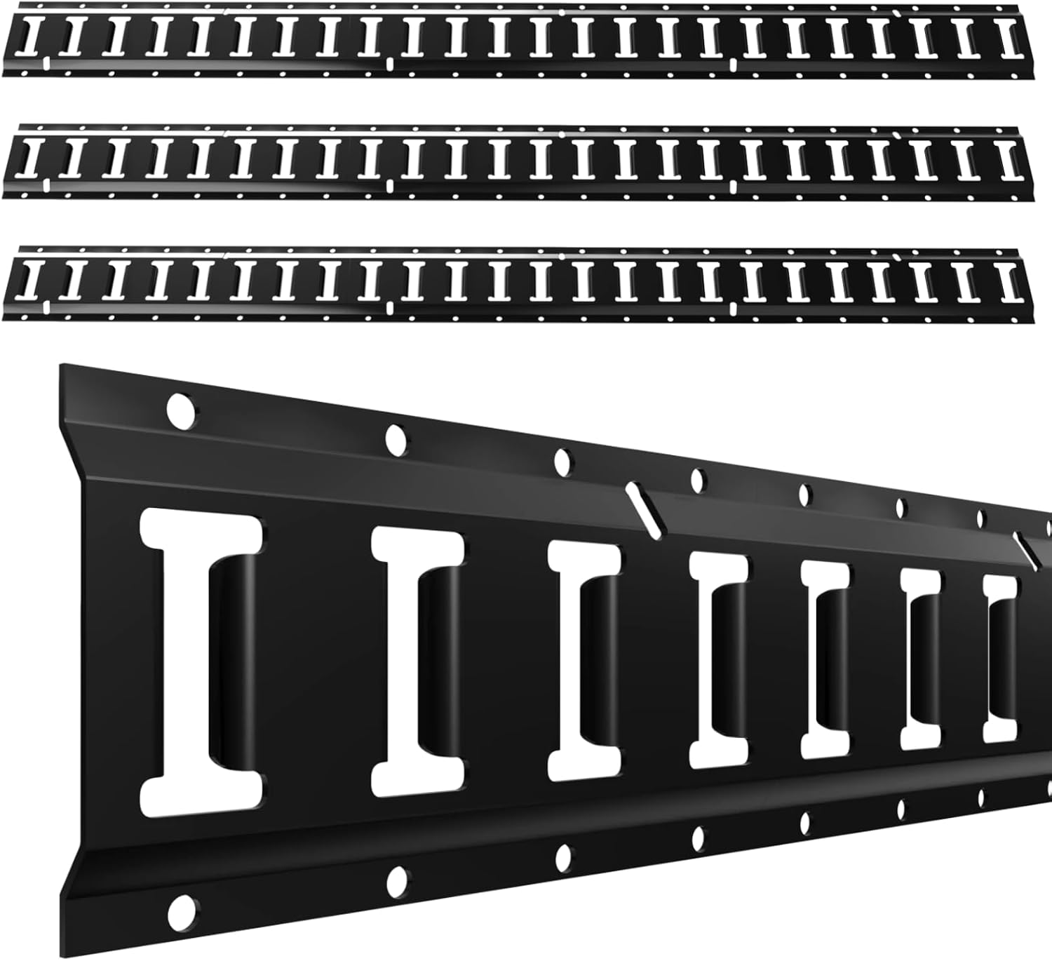UMIRO E Track Tie Down Rail Kit, 2ft, Black Coated Steel, 4 Pack, for Garages, Vans, Trailers, Motorcycles, ATVs, Secures up to 4,500 lbs (Sliver, 2ft)