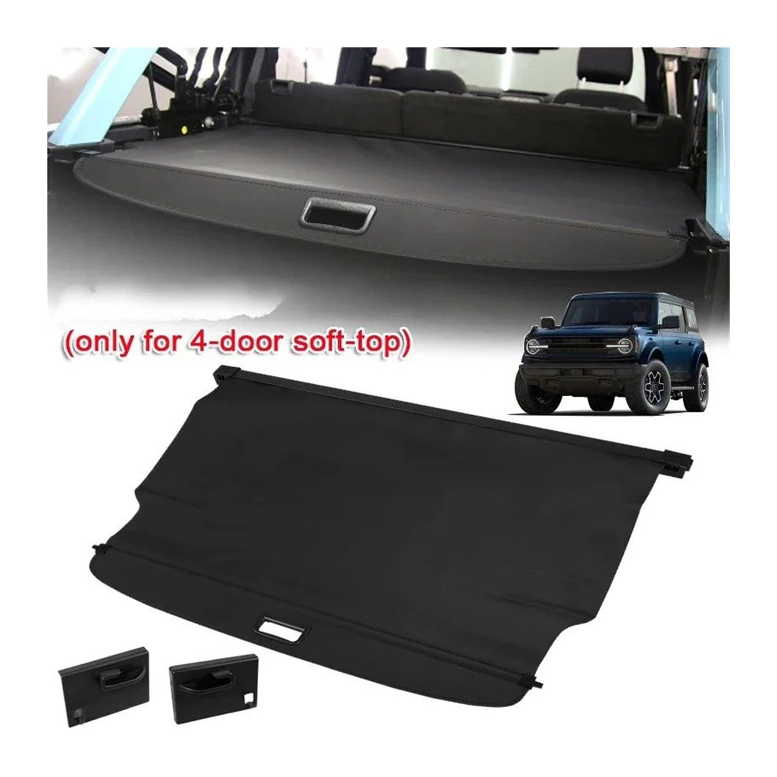 Cache-Bagages arrière Coffre pour Ford pour Bronco 2021-2024 2025 2026 + (Uniquement pour La Version Souple 4 Portes) Pare-Soleil Protection Coffre Rétractable Noir