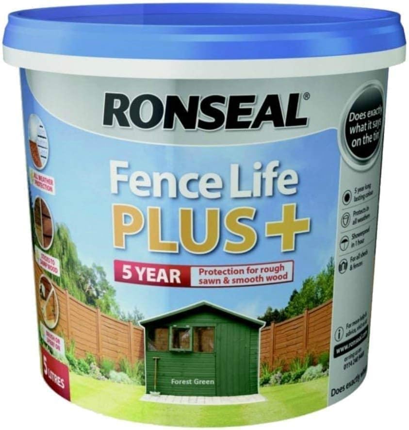 FAB INT PRODUCTS Exterior Wood Paint - Sheds & Fences Life Plus Fence Life Plus, 5 Litre (Forest Green)