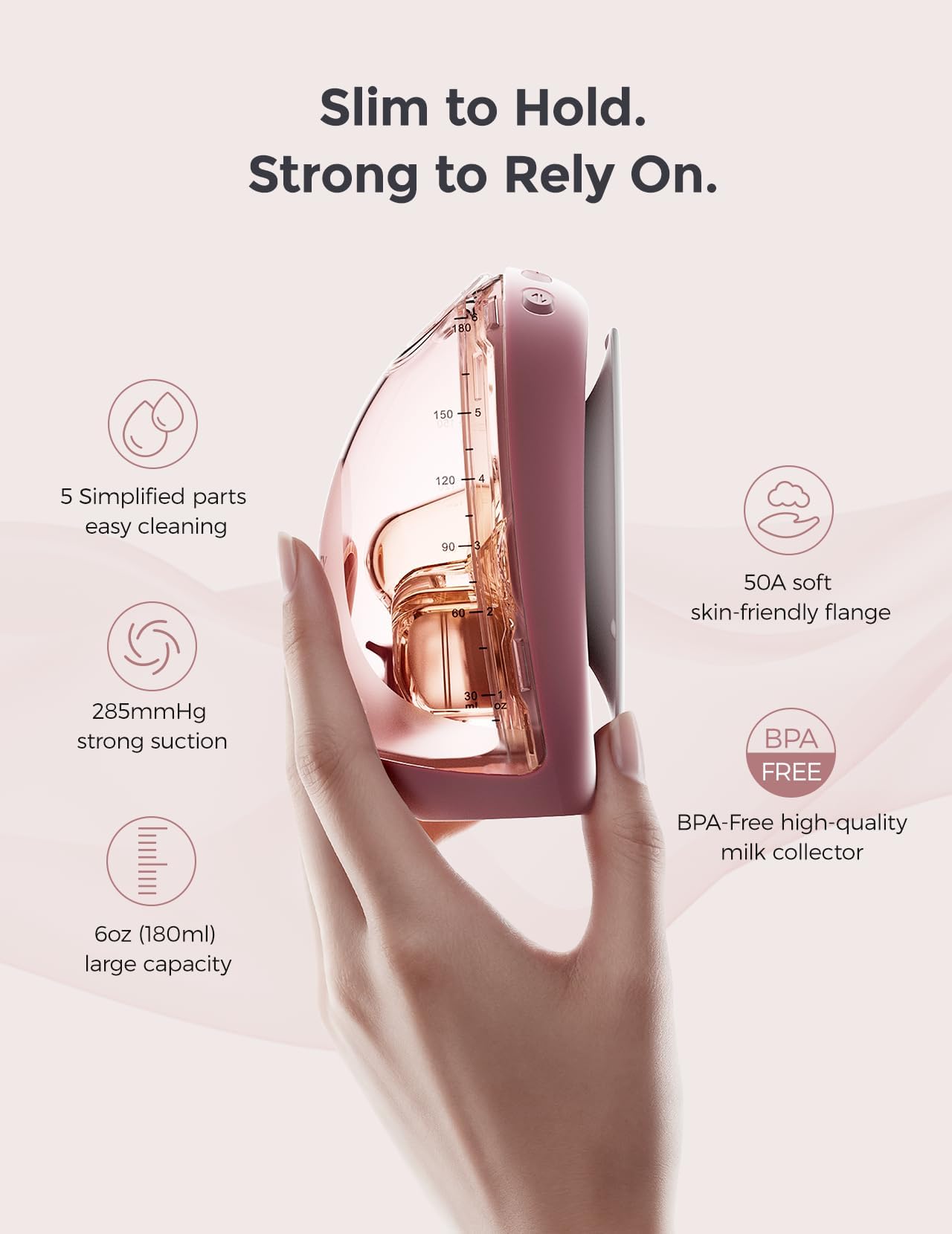 Momcozy Air 1 Sacaleches Ultra Fino, 180 ml Extractor De Leche Materna Manos Libres Con Estuche De Carga Inalámbrica, Control Por App, Modo Automático, Alerta De Depósito Lleno