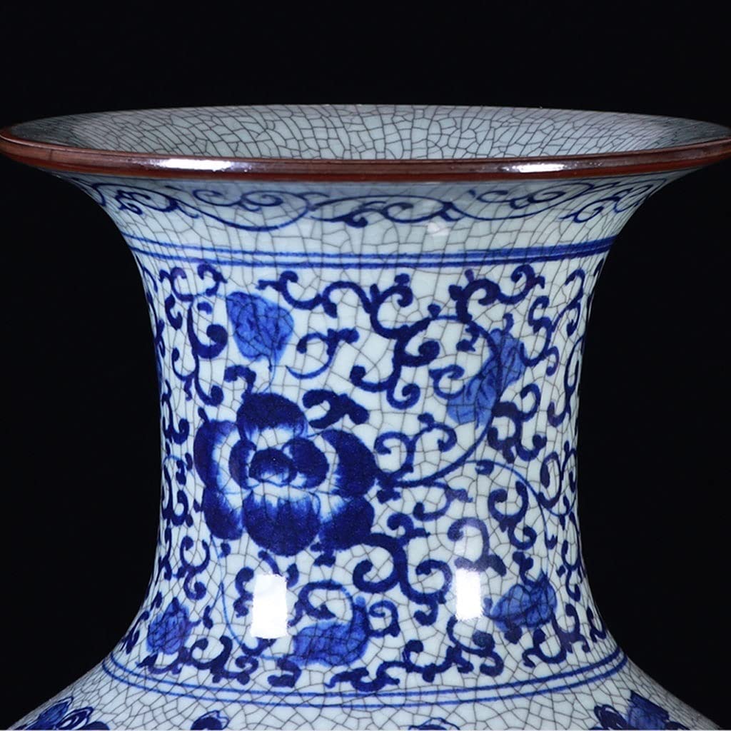 Jarrón Jarrón de cerámica Retro for Suelo, jarrón Porcelana Azul y Blanco Antiguo, arreglo Flores for Sala Estar, decoración Armario TV Chino Jarrón para Mesa