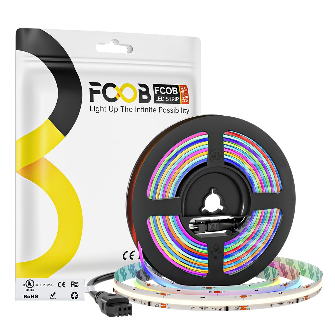 FCOB COB SPI RGBNW(4000K) Tira LED WS2814 IC RGBW Direccionable 5M 896LEDs/m DC24V 12mm ancho IP30 Flexible Color de persecución para decoración DIY(No incluye Alimentación Controlador)