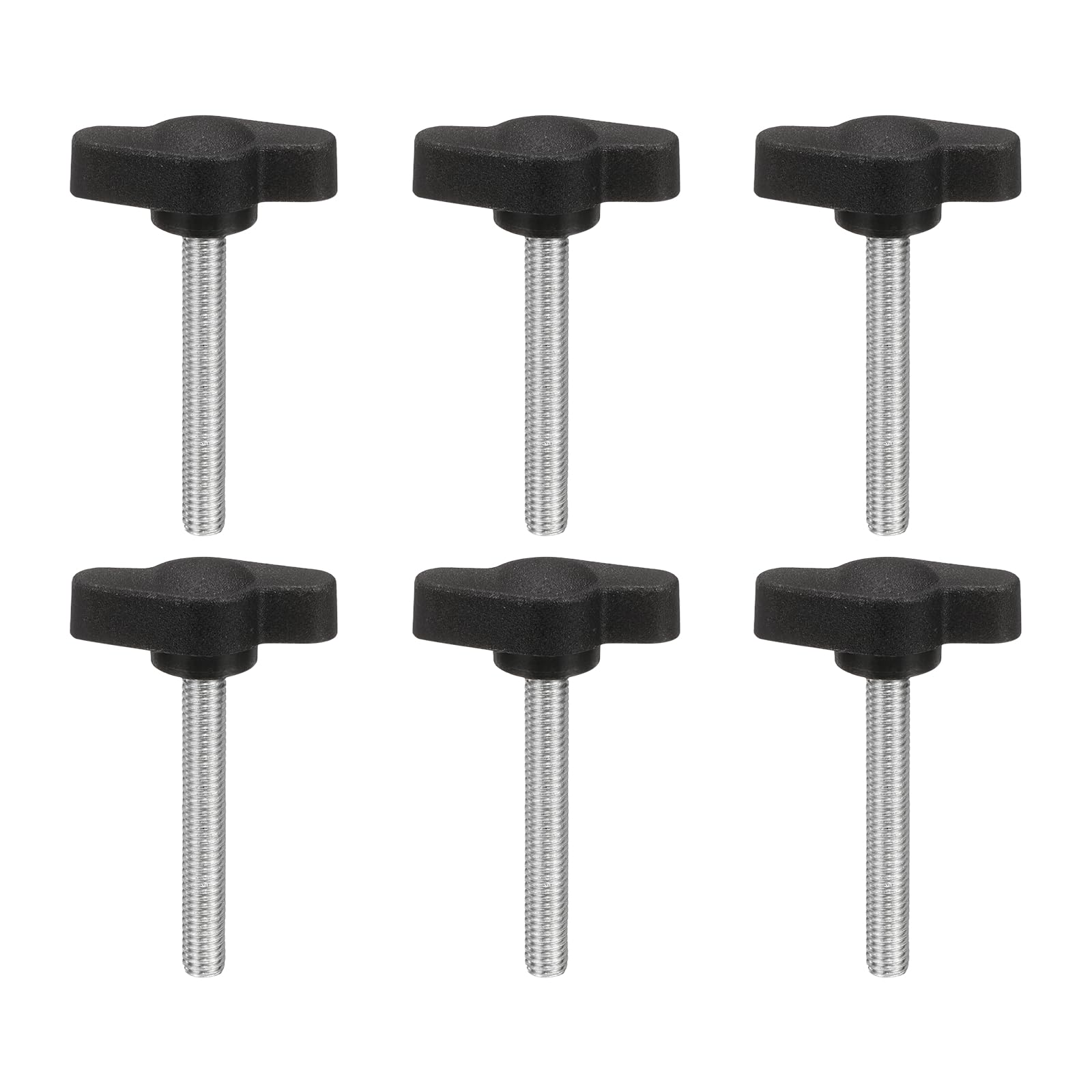 PATIKIL M5 x 35mm Tee Wing Thumb Screws, 6Pcs Carbon Steel Mechanical Handle Bolt Thumb Screws for Remove Replace Hand Clamping Tightening Knobs Power Supply, Black โ image 1