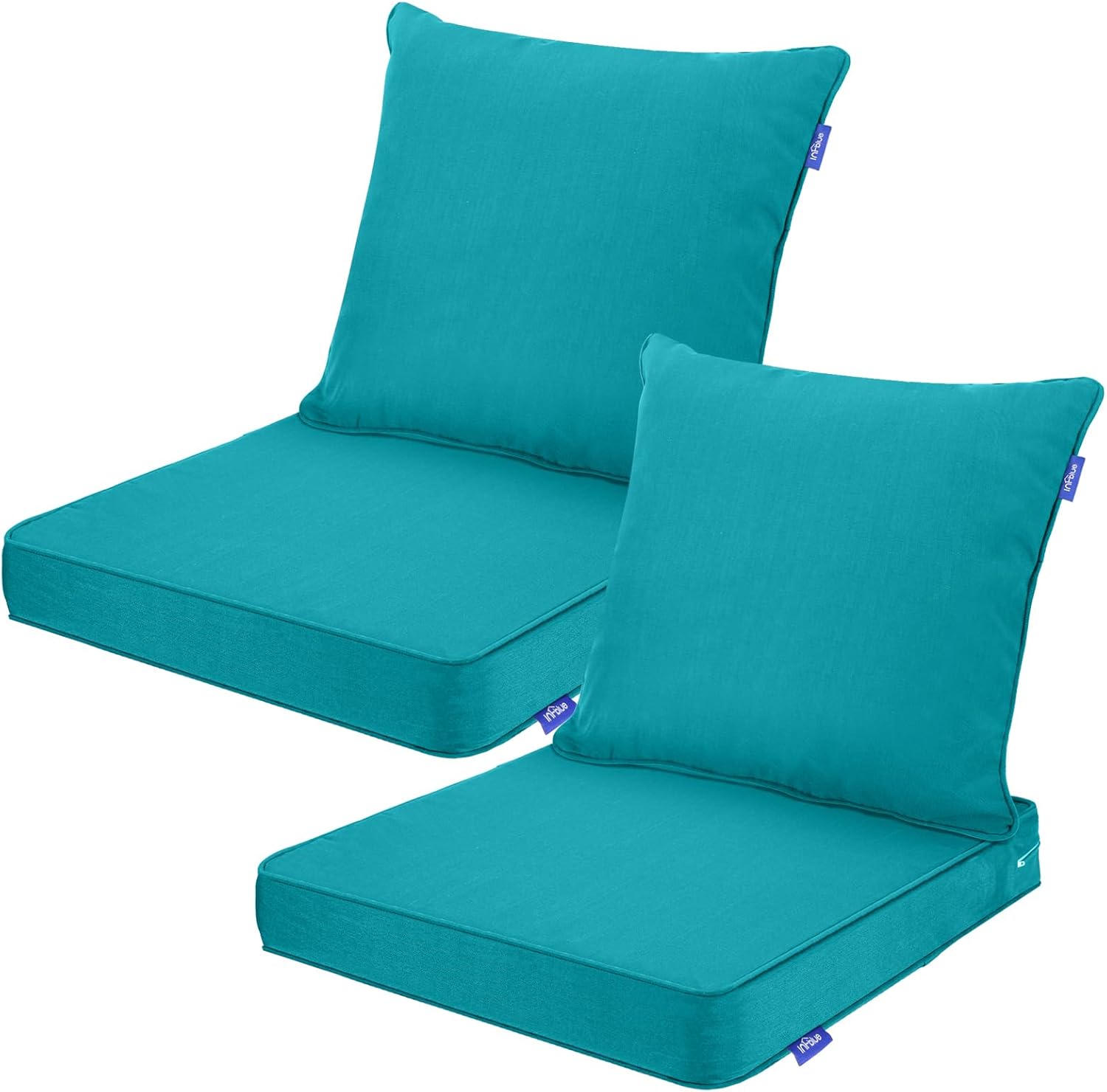 Deep Seat Cushions, Outdoor Cushions, Patio Furniture Cushions, Deep Seat & Back Cushion Patio Cushions for Backyard Couch Sofa Fade Resistant (22x24x4 inches 2 Sets, Solid Aqua Green)
