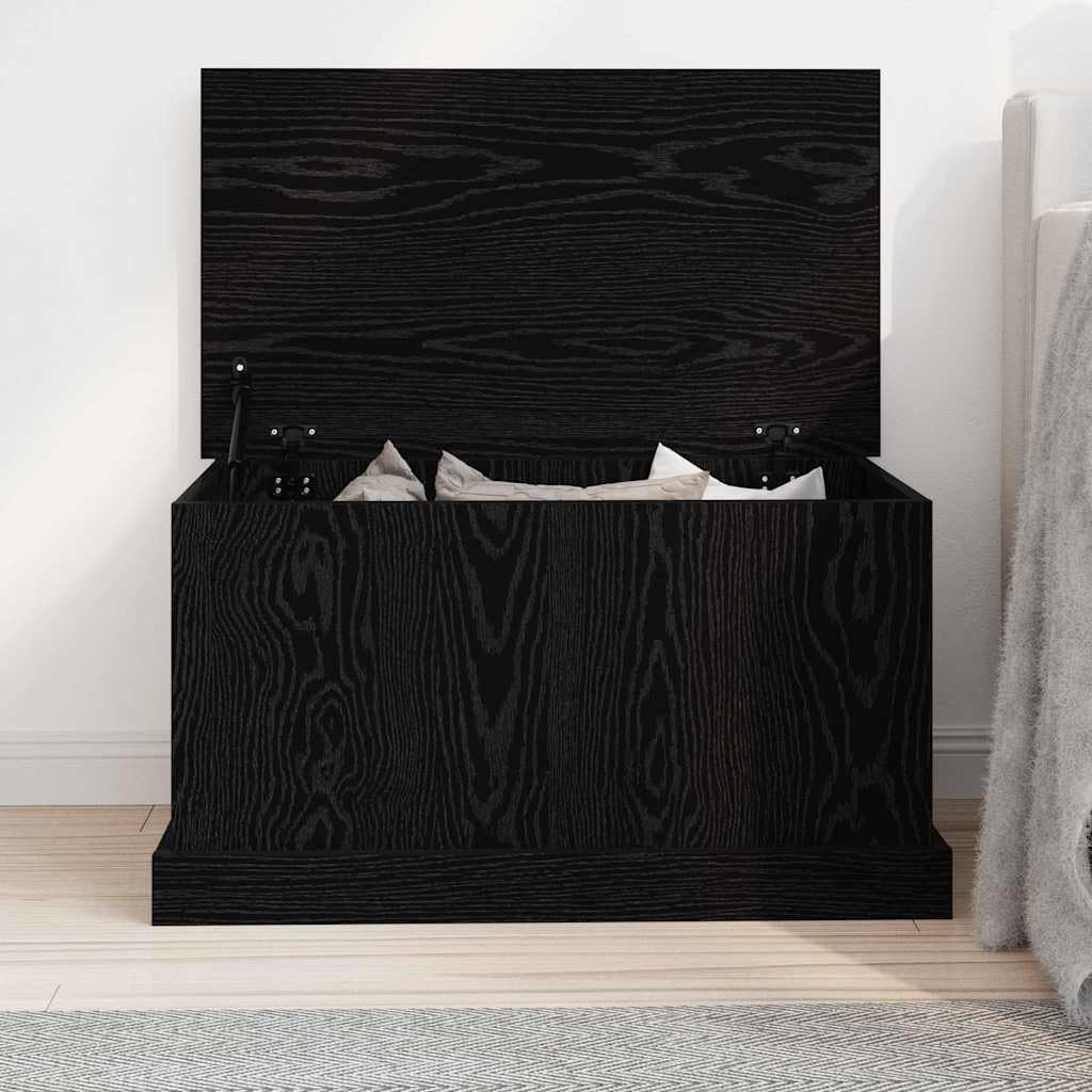 Pudełko do przechowywania, kolor czarny, imitacja dębu, z materiału drewnopochodnego, 70 x 40 x 38 cm, skrzynia do przechowywania prania zabawek w salonie, jako skrzynia do siedzenia do