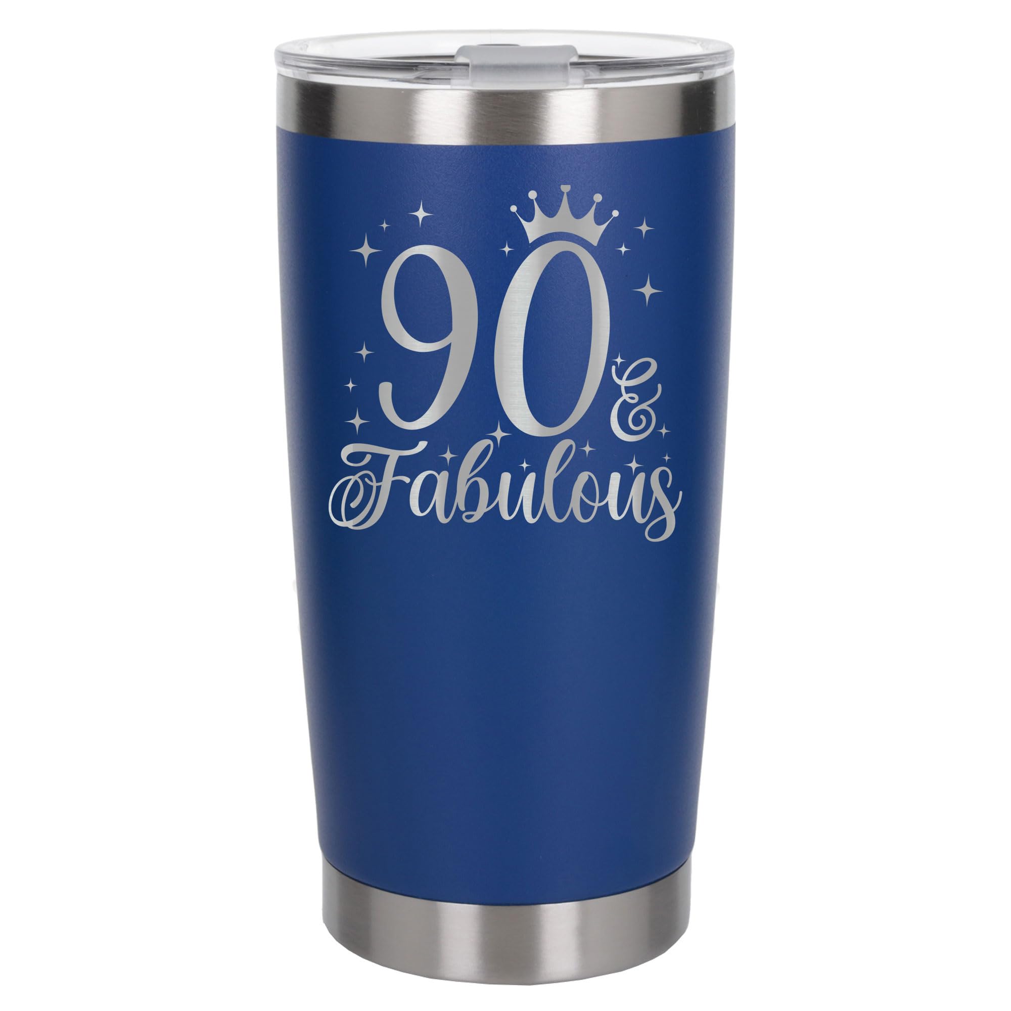 Always Looking Good 90th Birthday Gift 90 & Fabulous Engraved Insulated Travel Mug Gift for Her Present for 90 Year Old Dark Blue Thermal Coffee Flask Travel Mugs with Lids