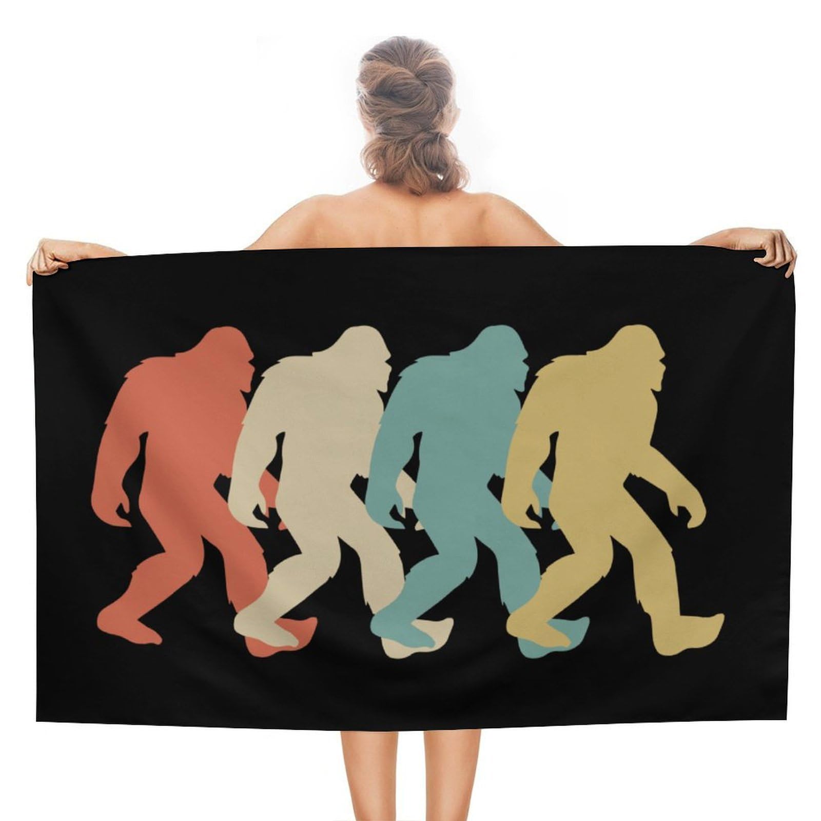 CGSBNGHA Vintage Bigfoot Sasquatch Beach Towels Soft Bathroom Bath Pool Swim Towels for Women Men