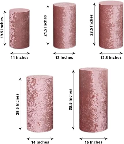 Vista 254 de Efavormart - Juego de 5 fundas de soporte para caja de exhibición cilíndrica de elastano, color negro, fundas elásticas para pilar de pedestal, 160