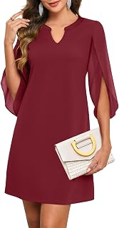 Women's 2026 Flutter Chiffon Sleeve Cocktail Dresses V Neck Formal Wedding Guest Party A-Line Dress