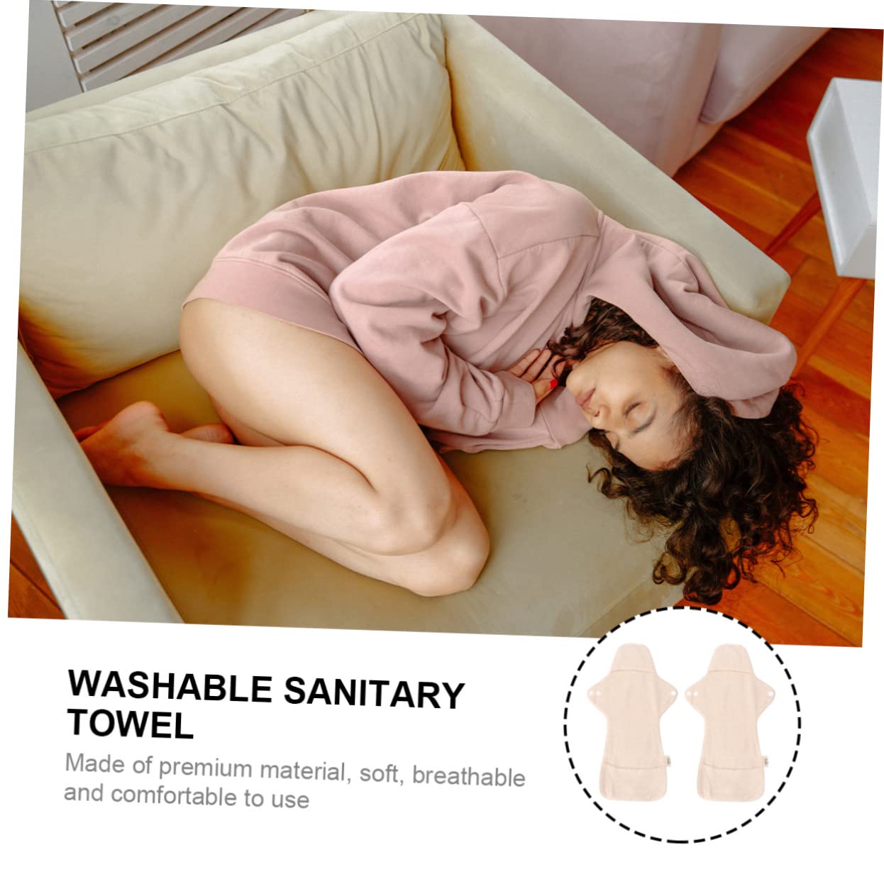 GLEAVI 6piezas Compresas Sanitarias Reutilizables De Algodón Orgánico Lavables y Absorbentes Para Menstruación Diseño Portátil y Cómodo Para y