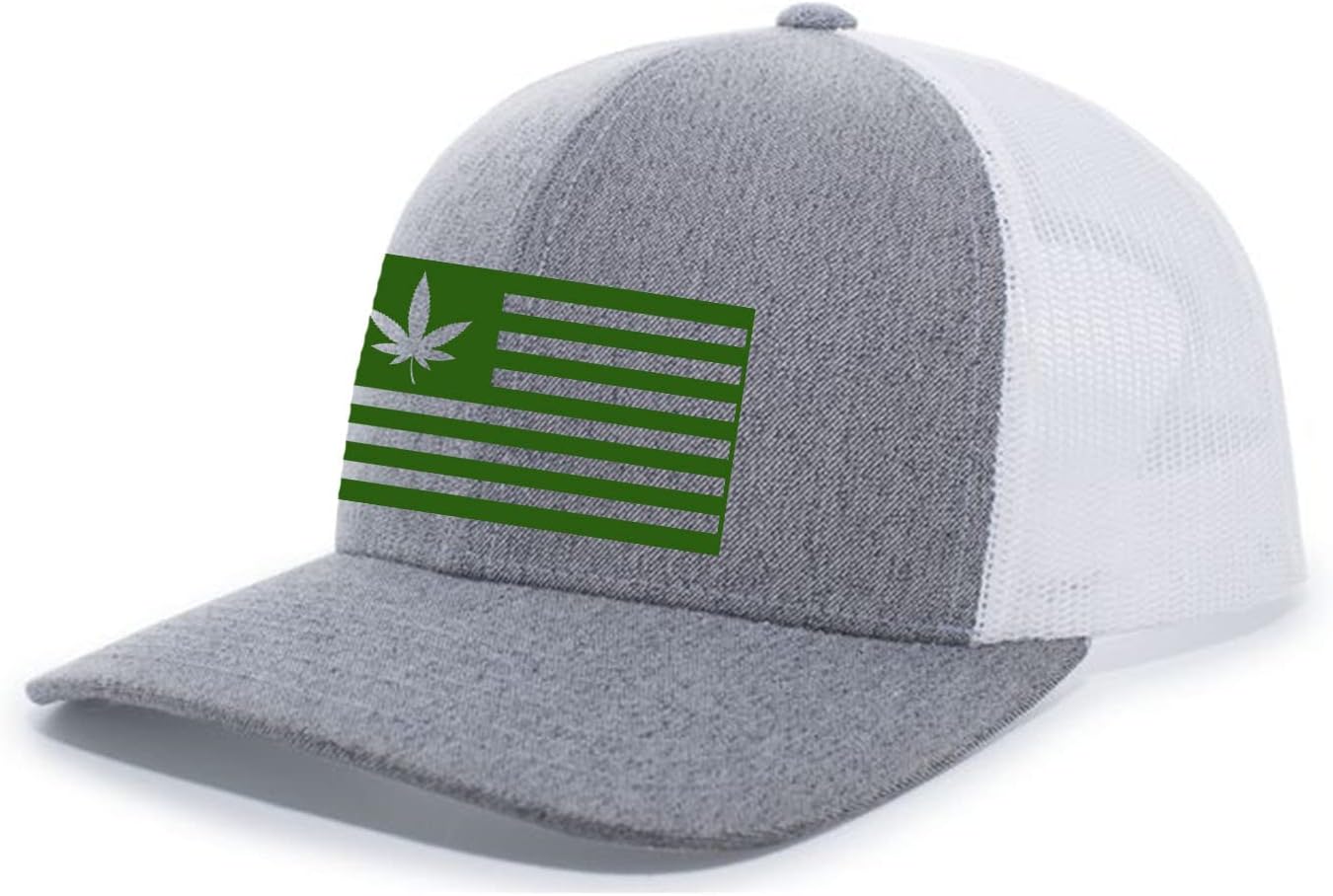 Trenz Shirt Company Weed American Flag Marijuana Cannabis Men's Mesh Back Trucker Hat Baseball Cap
