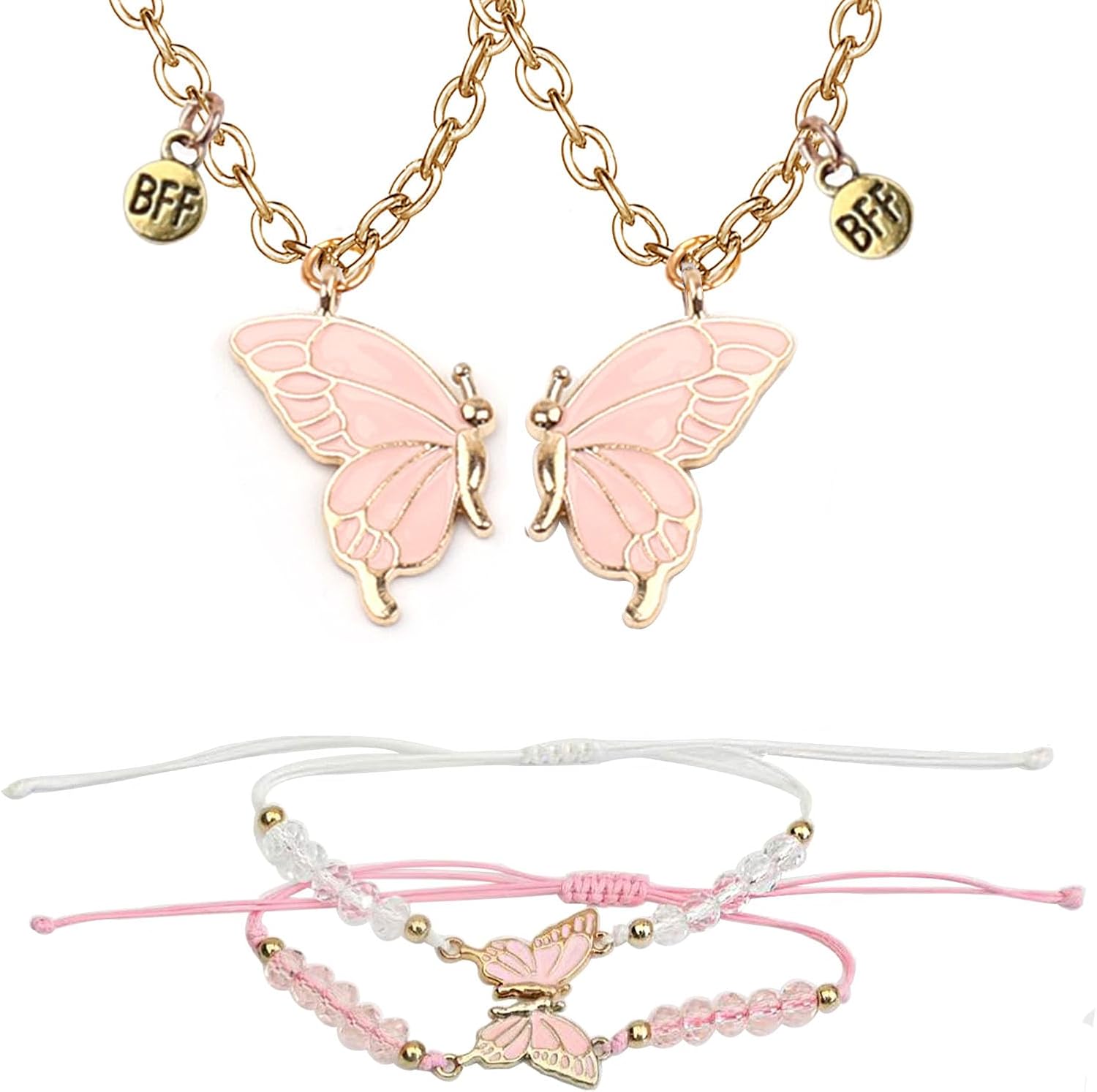 Friendship BFF Necklace Matching Butterfly Necklace for Best Friends, BFF Jewelry, 2 Pieces