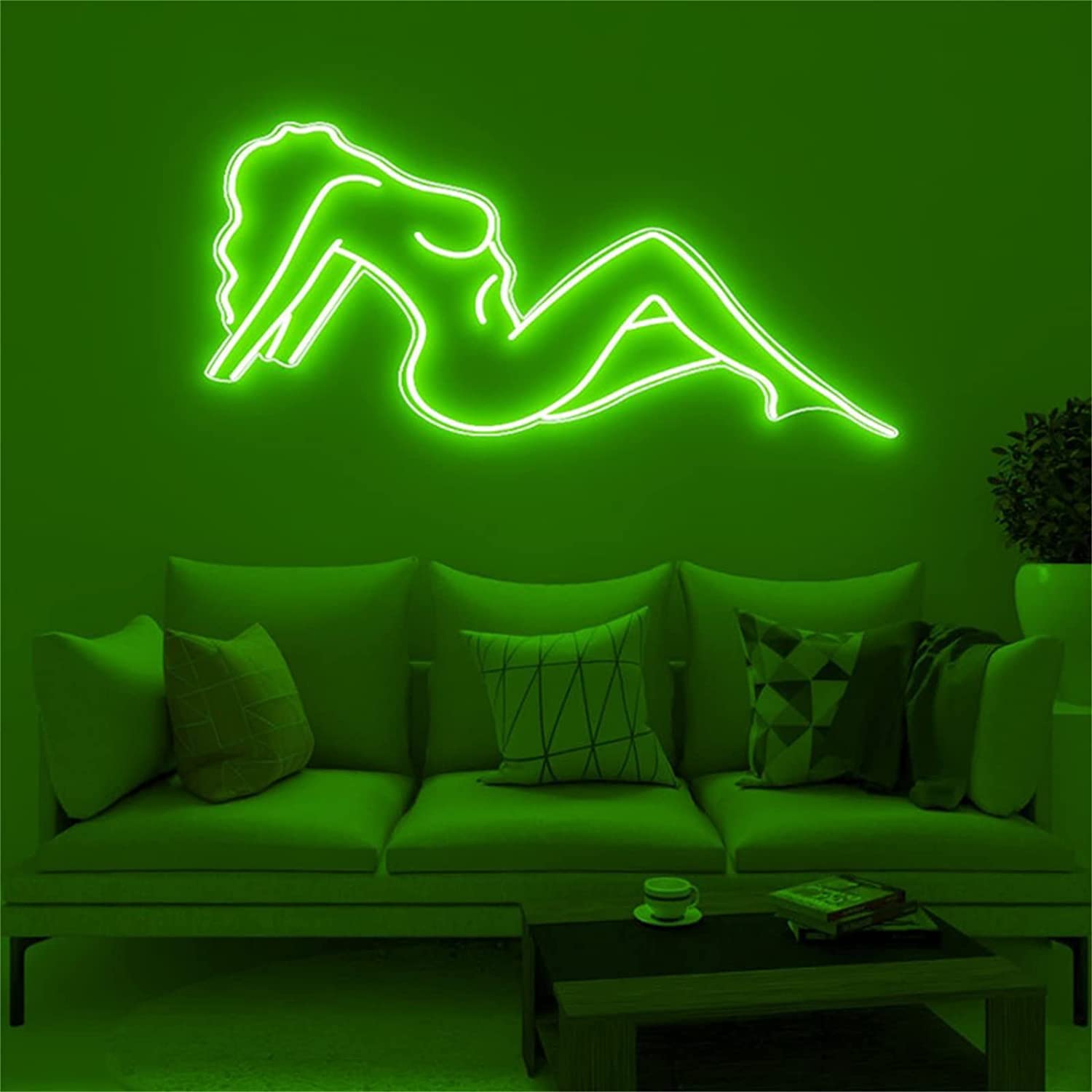 Neon Night Light,Neon Sexy Woman Sign,Woman Neon Sign,Neon Sign for Wall Decor,for Home Bedroom Pub Bar Party Decoration (green)