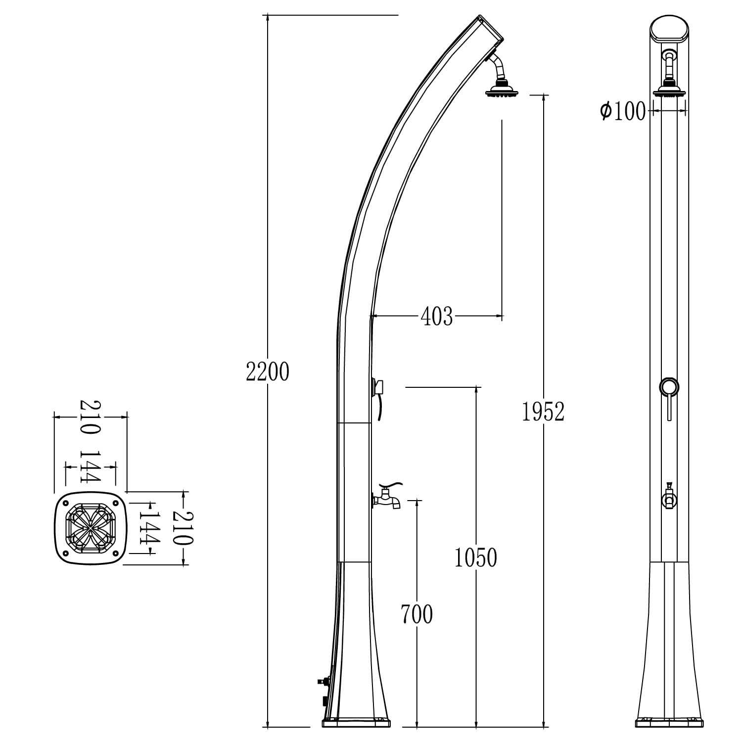 Starmatrix Colonna Doccia Ecologica Rossa in Polietilene HD con Serbatoio da 25 Litri e Lavapiedi per Giardino e Piscina Rio Red