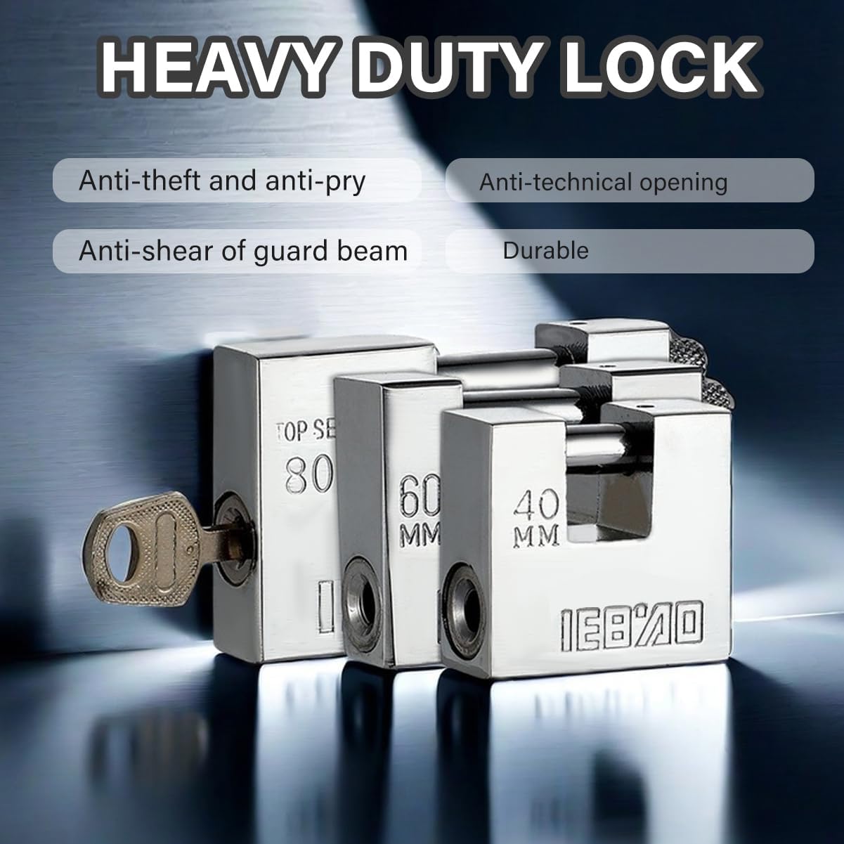 Heavy Duty Lock for Shipping Container, Shipping Container Lock for Secure Outdoor Resist Cutting, Perfect for Fences, Gates, Sheds, Toolboxes, Motorbike, and More, with 3 Key (50mm)