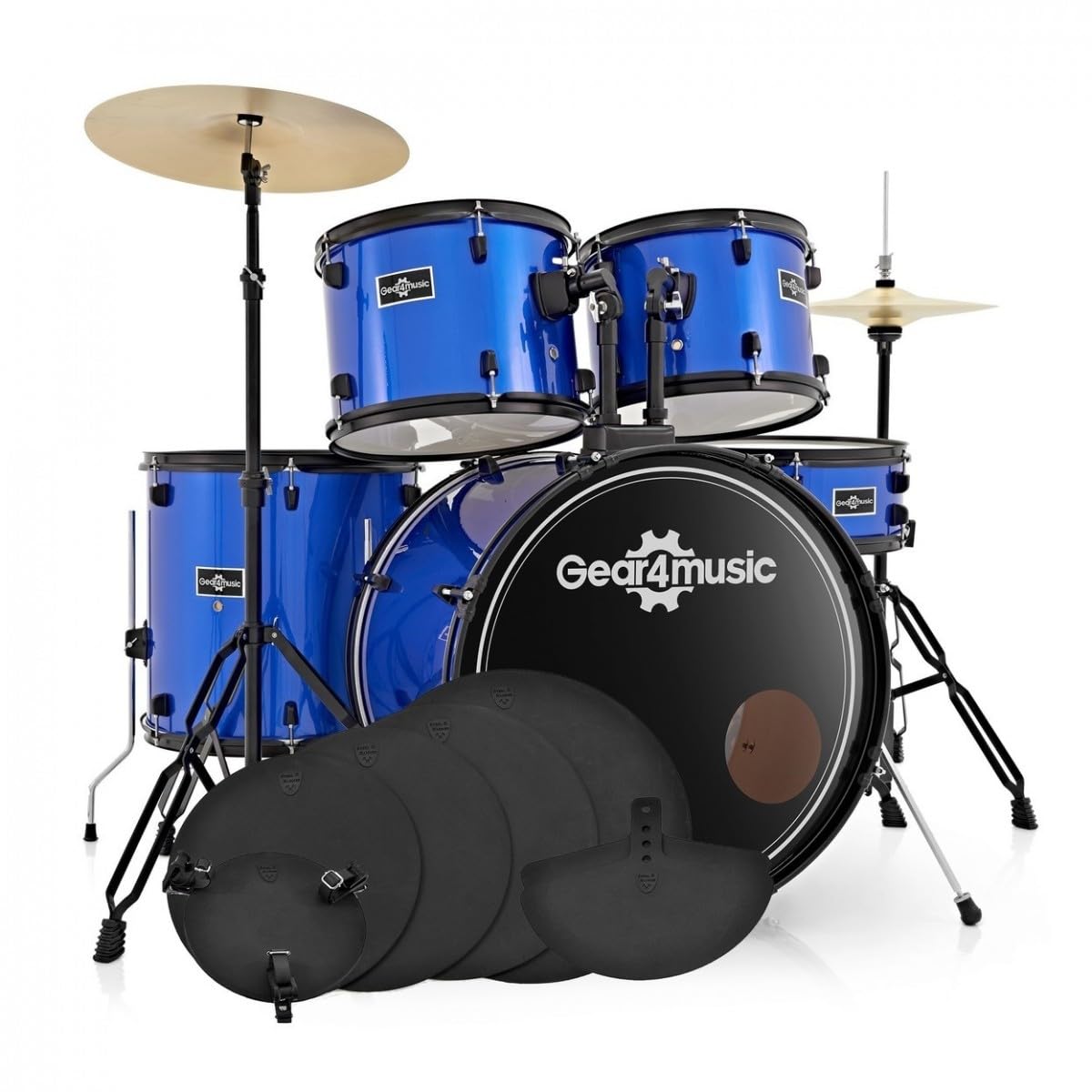 Kit de batería acústica BDK1 Pack con platillos y silenciador Pads, Azul