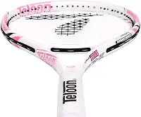 Teloon Raquetes de tênis recreativas para adultos - raquete de tênis de 68 cm para homens e mulheres, estudantes universitários, iniciantes, raquete de tênis (V9-rosa e branco)