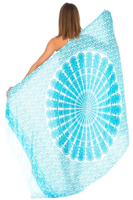 SHU-SHIBeach Sarong - for Women - Bikini/Swimsuit Wrap & Clip - Mandala Peacock