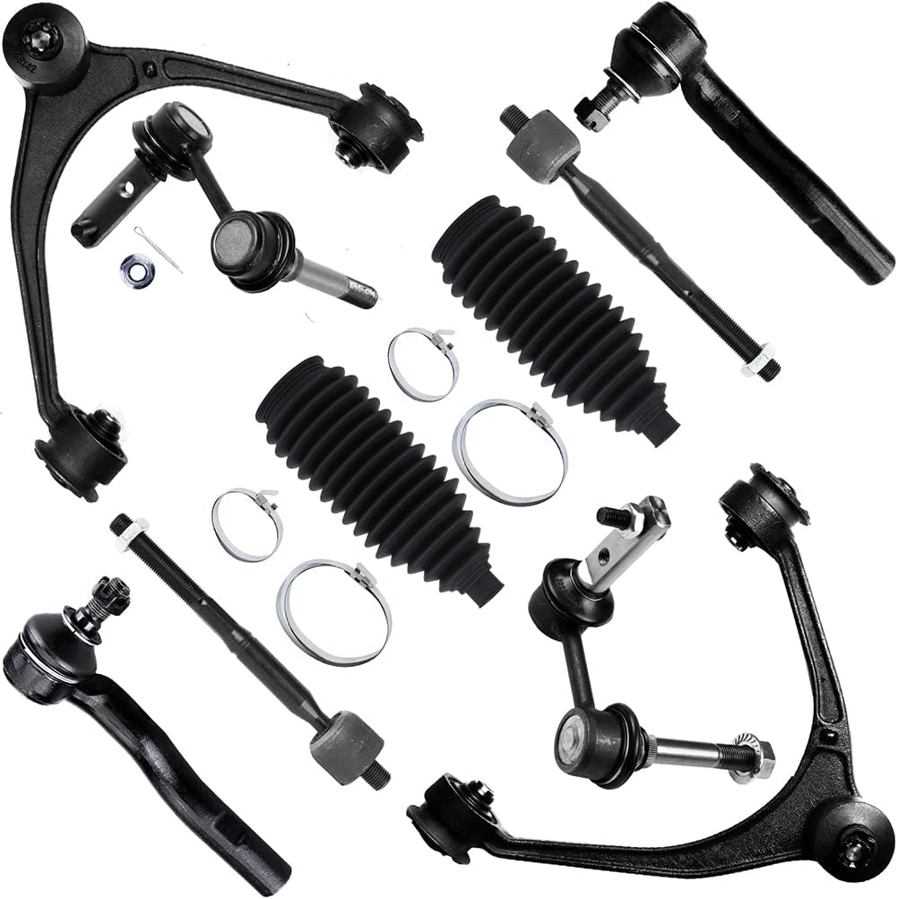 SCITOO 10pcs Front Suspension Kit Upper Control Arm with Ball Joint fit 1998-2005 for Lexus GS300 SC430 GS430 GS400 with Outer Inner Tie Rod End Steering Boot Sway Bar Link