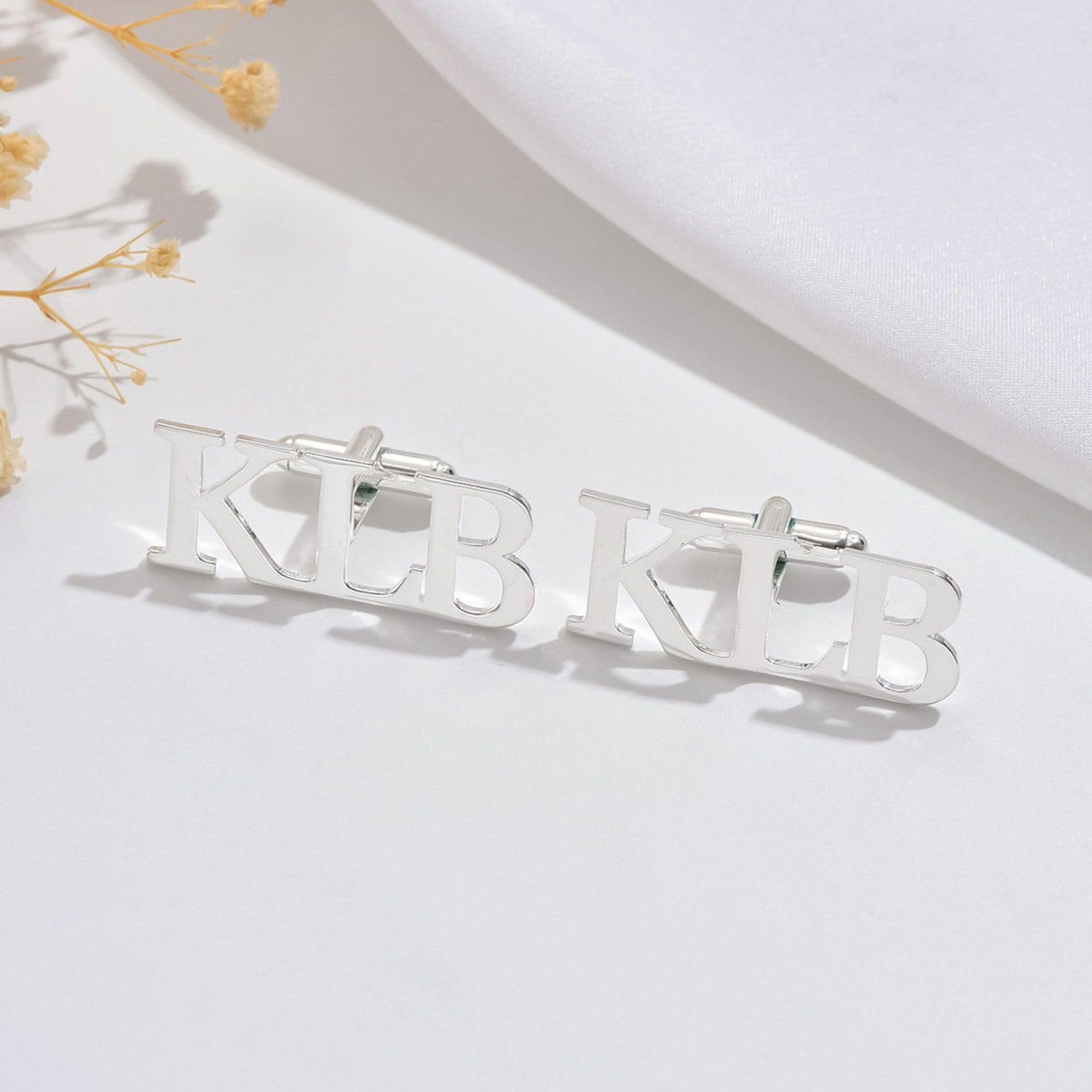 Gemelos iniciales personalizados para novios plata de ley 925 gemelos iniciales para bodas Boda para hombre para papá hecho a mano