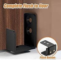 Vista 6 de Yahpetes Guía de piso inferior para puerta de granero, 1 guía de piso ajustable en forma de U, guía de pared montada para puerta de granero