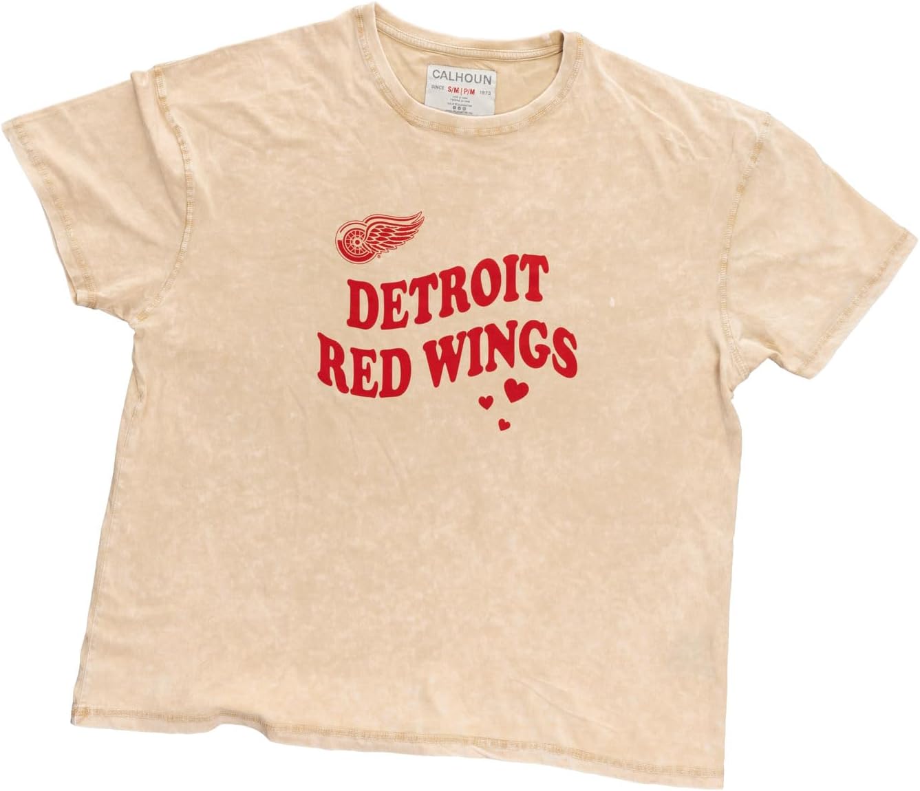 Calhoun NHL Womens Oversized Loose Fit Drop Shoulder Vintage Style Acid Wash Crewneck Short Sleeve T-Shirt - Image 5