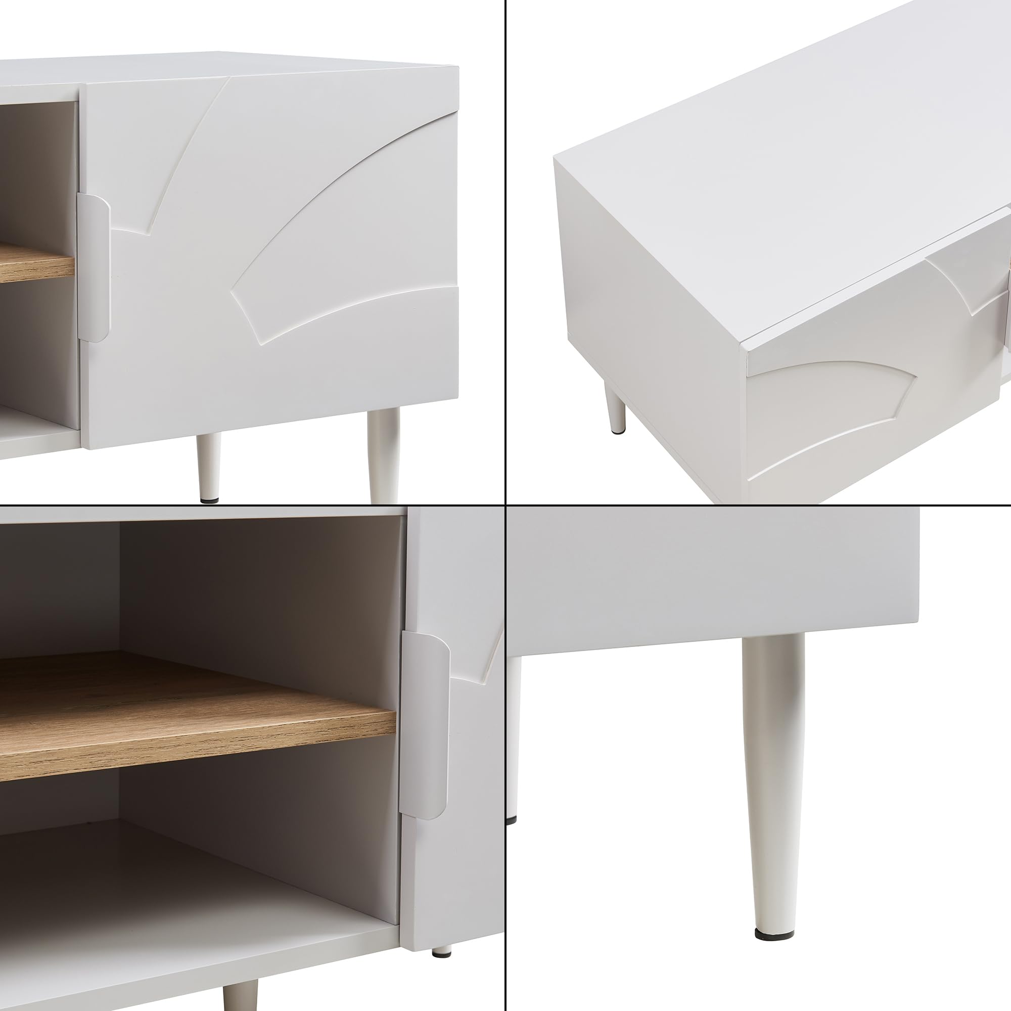 [en.casa] Mobile TV con Ante e Scomparti Aperti Mobile Contenitore Porta Televisore Armadio Basso da Archivio Stand TV e Centri Multimediali 120x40x45 cm Beige