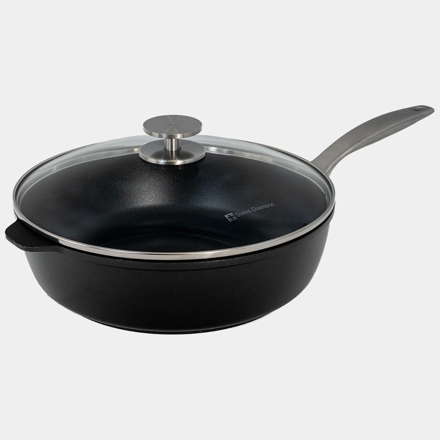 Swiss Diamond Nonstick Hybrid Ceramic and Diamond-Infused Deep Saute Pan With Glass Lid, Dou Ceramic, Dishwasher & Oven Safe Up To 500 °F (4.1 Quart)