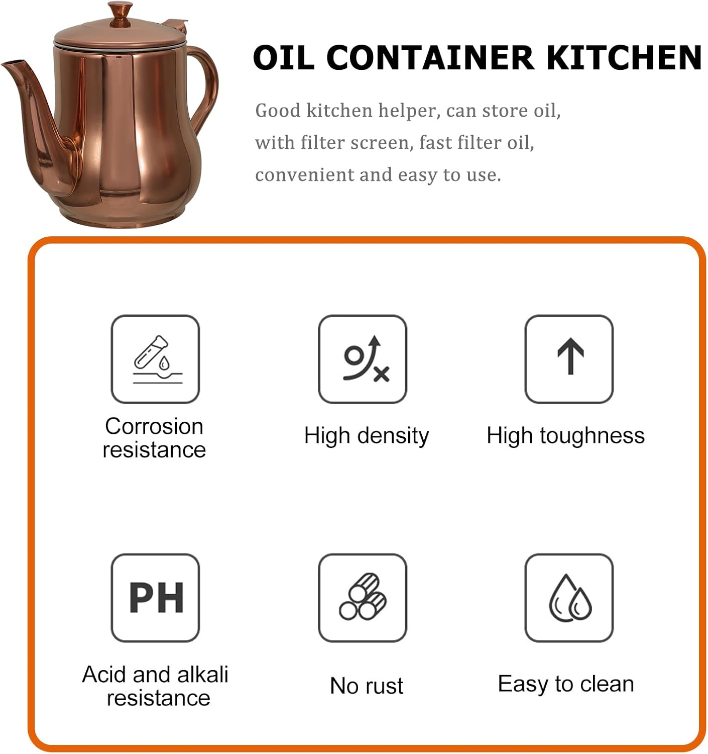Luxshiny Stainless Steel Oil Container with Strainer 7Oz Portable Grease Filtering Jug for Kitchen Cooking Oil Bacon Grease with Comfortable Handle