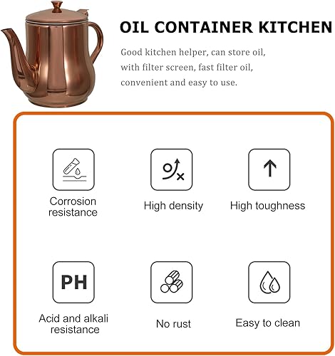 Miniatura 5 de Luxshiny Contenedor de grasa de tocino de 16.9 fl oz de acero inoxidable con colador, contenedor de aceite de cocina, jarra de almacenamiento con