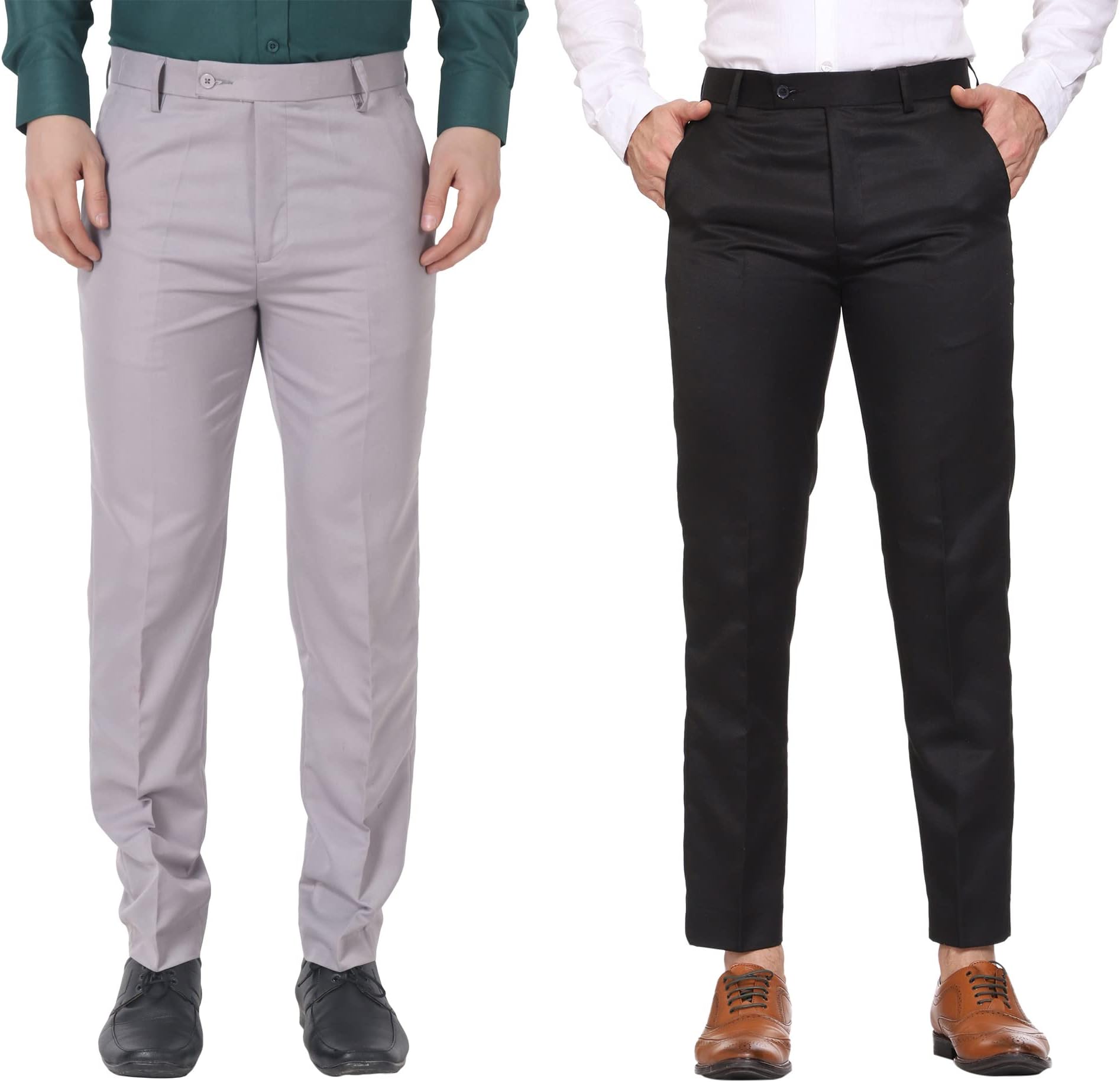 MALENO Men Formal Trouser Regular Fit Solid | Soft and Breathable Pant Combo (Pack of 2)