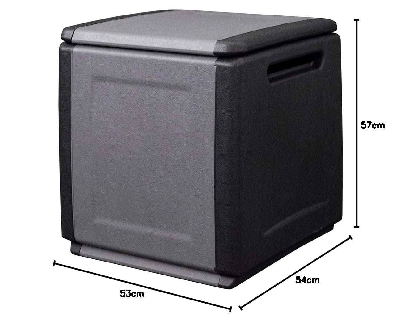 INTEC Coffre de Rangement 130L Gris Noir 54x53xH57cm Poignées Transport Polypropylène