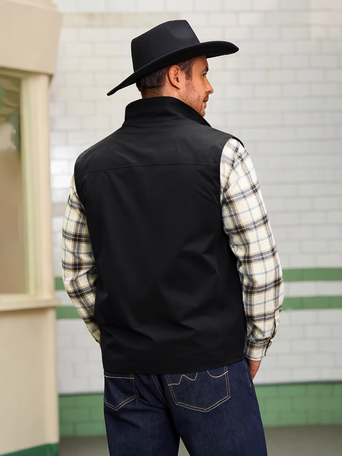 Yousify Mens Waterproof Softshell Vest Full Zip Sleeveless Jacket Lightweight Fleece Outerwear for Cycling Hiking Outdoor - Image 3