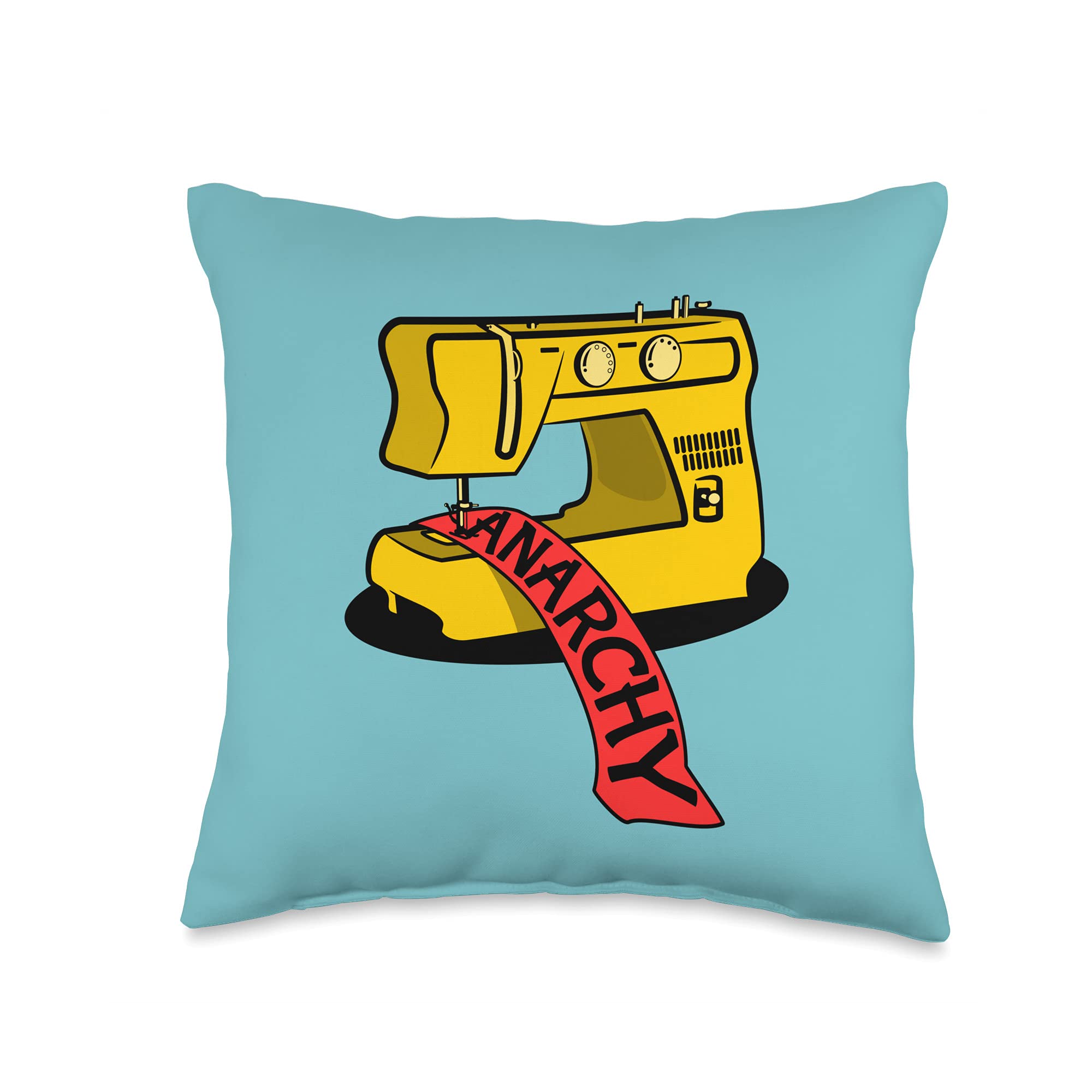 Mailboxdisco Sewing Machine Anarchy Throw Pillow, 16x16, Multicolor