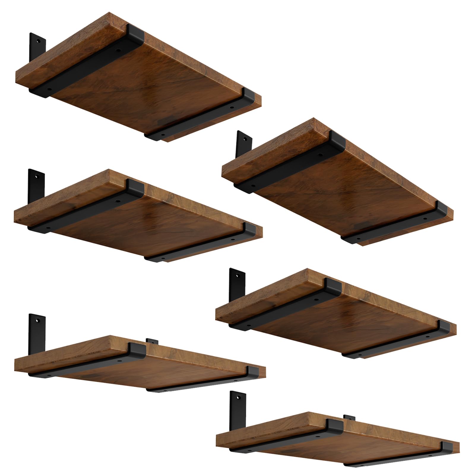 LEOPO 8 inch Shelf Brackets 12-Pack, 1/5" Thick Floating Shelf Bracket