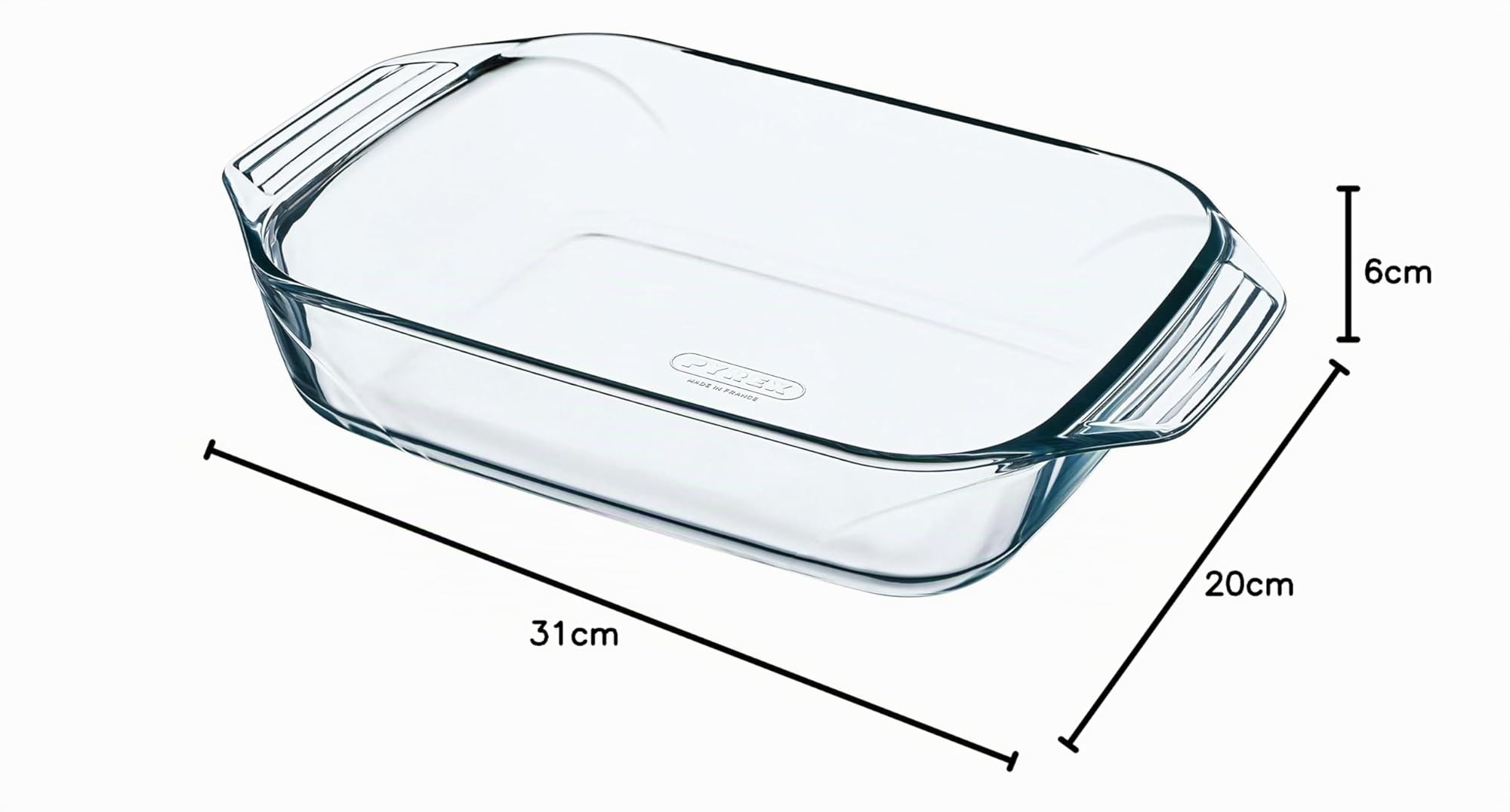 Pyrex - Irresistible - Teglia da forno rettangolare in vetro, trasparente, 31 x 20 cm