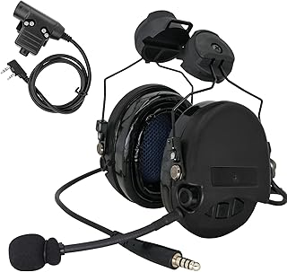 Tactical Headset,ARC rail track adapter version,Noise Canceling Headphones for airsoft,shooting (Black) - TSVISIONCORE
