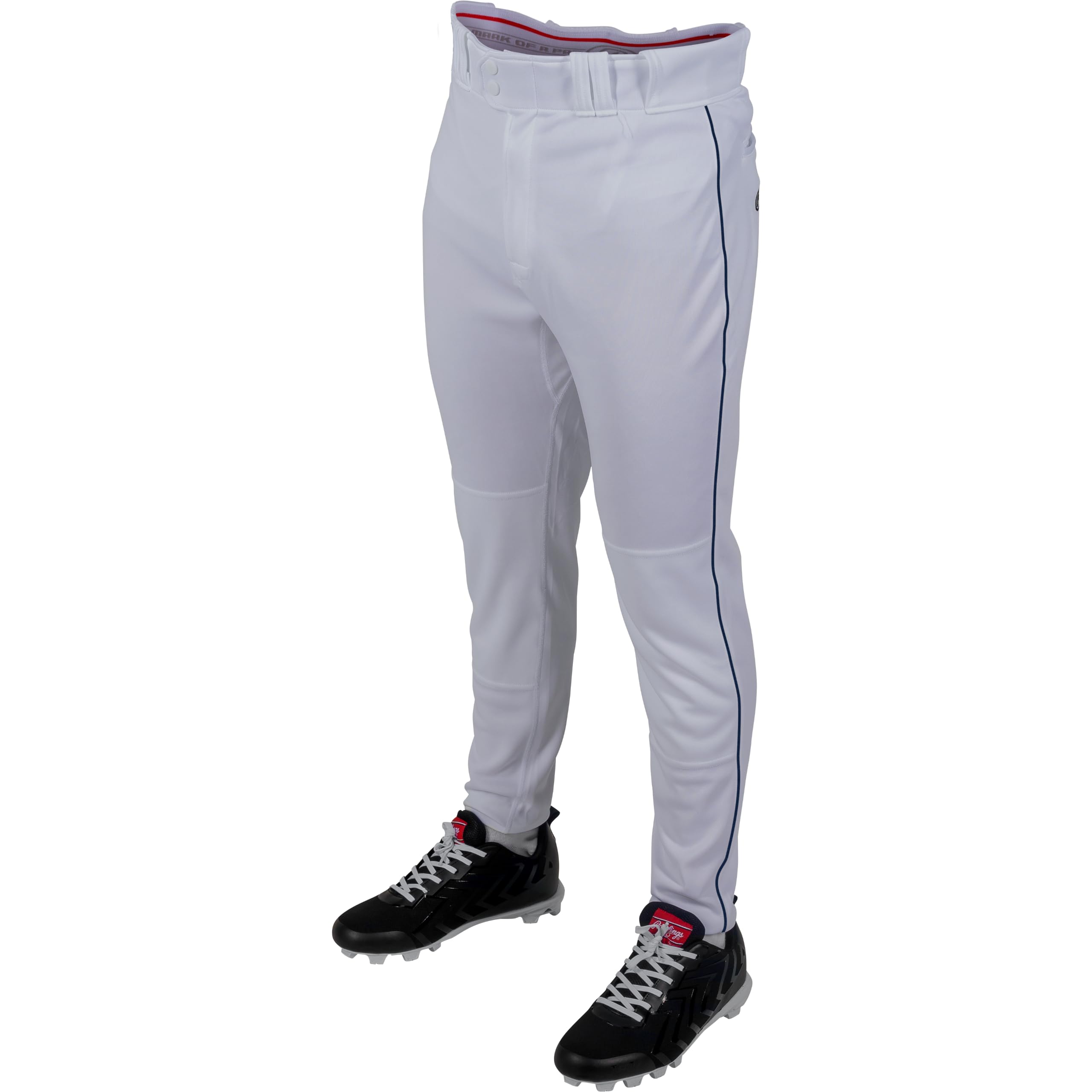 Pantalon Baseball Rawlings Blanc Homme – Taille S, Passepoil Marine, Neuf