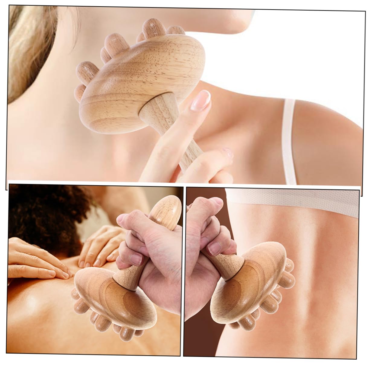 Vaguelly 2 Stück Holzmassagekamm für Kopfhaut Kleiner Kamm mit Breiten Zinken Ergonomischer Griff zur Entspannung