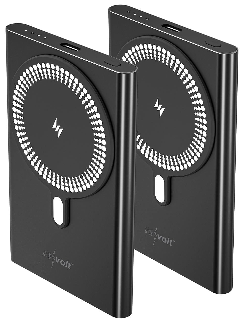 revolt powerbank portatile: Set da 2 Powerbank, PB-450, 5.000 mAh, compatibile con Qi e MagSafe (magsafe slim, leggero, mini)