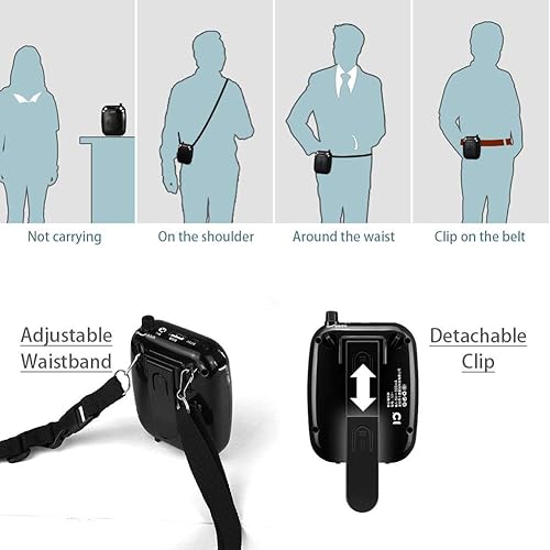 Miniatura 8 de Amplificador de voz, Amplificador de voz inalámbrico SHIDU 10 W recargable portátil sistema PA altavoz con micrófono inalámbrico UHF Soporte MP3