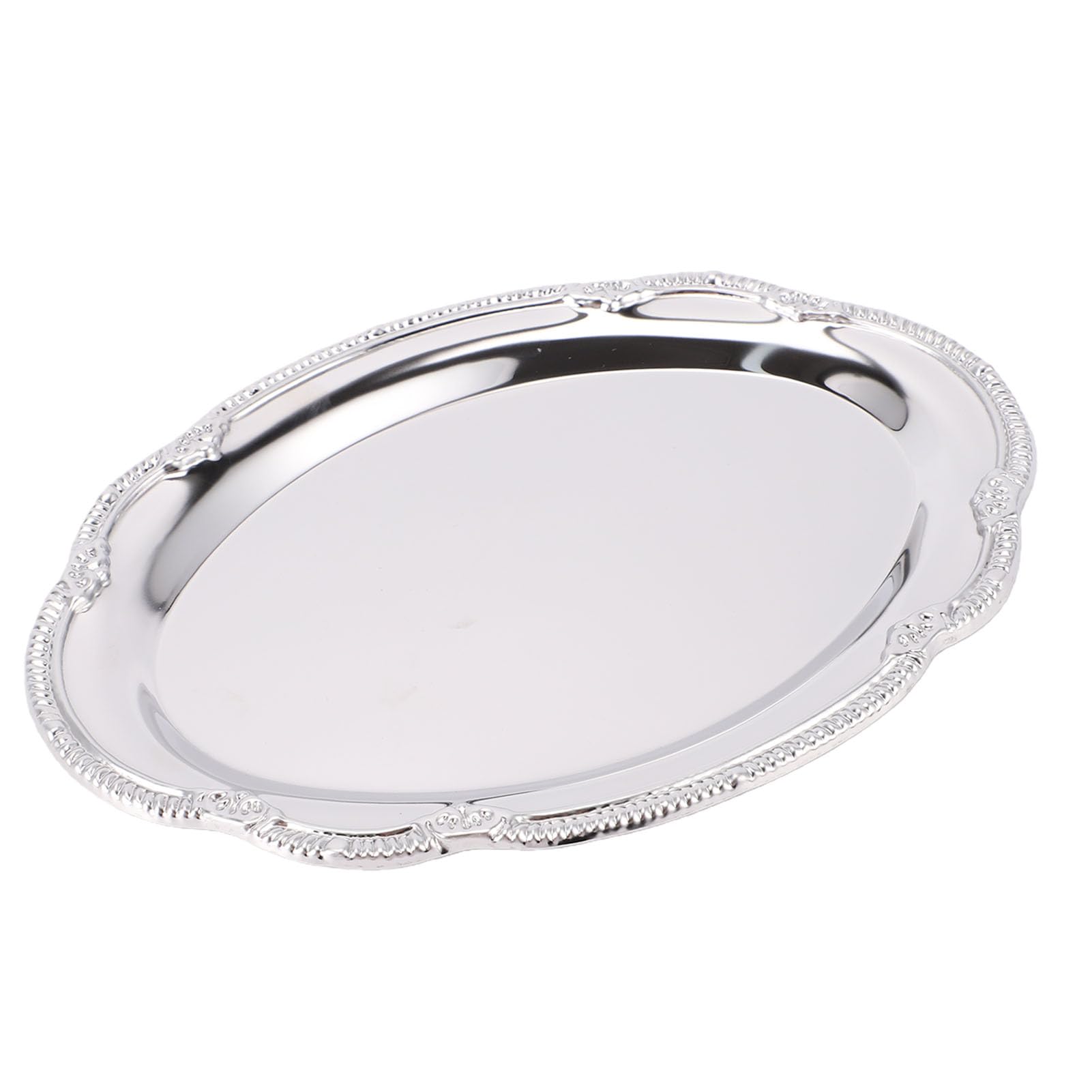 Ejoyous Vassoio da Servizio Argento Ovale Acciaio Inox Lucido (28CM)