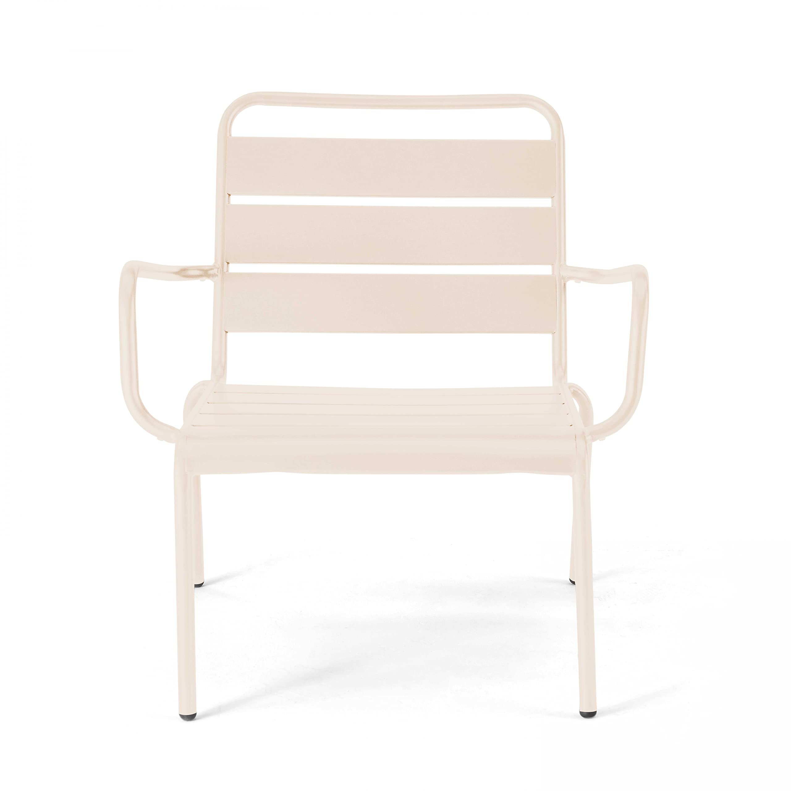 Oviala Fauteuil de Jardin Bas Relax Acier Ivoire - Palavas