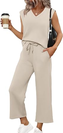 SAMPEEL Two Piece Sets for Women Summer Vacation Travel Outfits Business Casual Outfits Matching Sets Women Clothing
