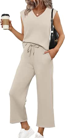 SAMPEEL Two Piece Sets for Women Summer Vacation Travel Outfits Business Casual Matching Sets