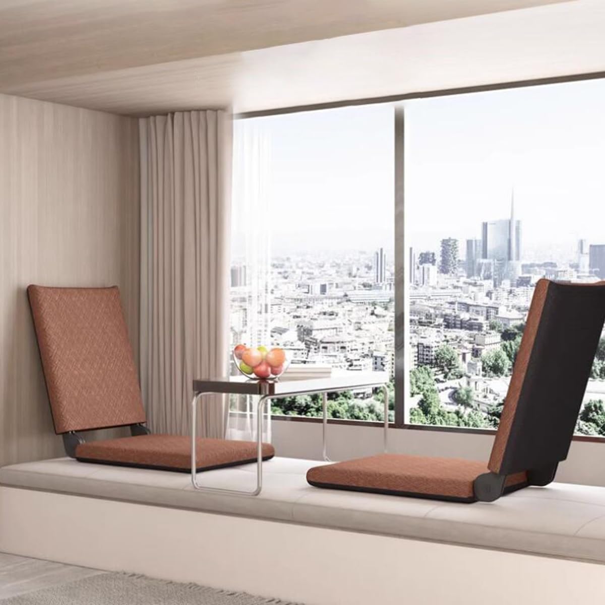 Poltrona Pieghevole Da Pavimento In Mesh - Per Yoga, Lettura, Camera, Grigio, 44x52x50 Cm - Foto 10