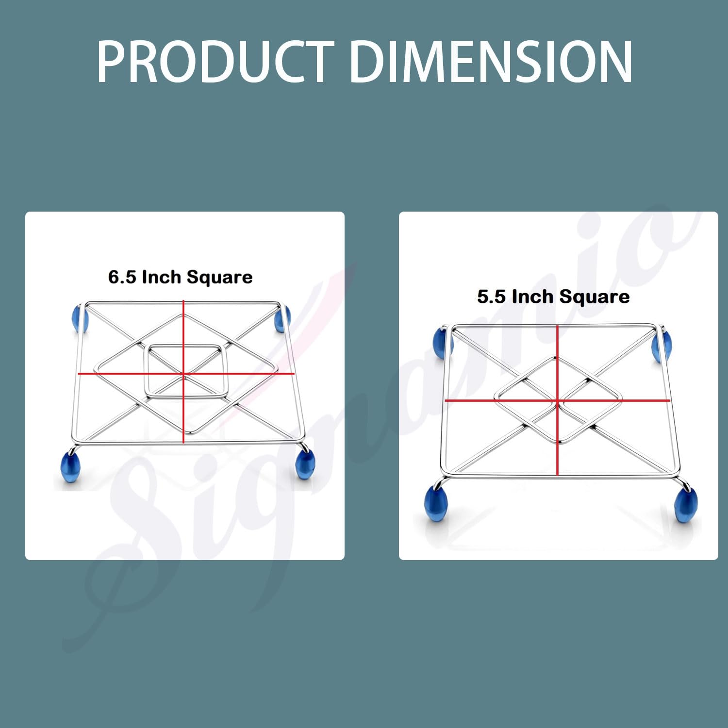 SIGNAMIO® Stainless Steel Trivets Hot Pot Mat Stand for Kitchen Heat resistance Utensil Vessel Holder/Dining Table/Cooker stand/Cooling Steaming Rack Stand/Square Pads Holder Cookware Fit - Pack of 2